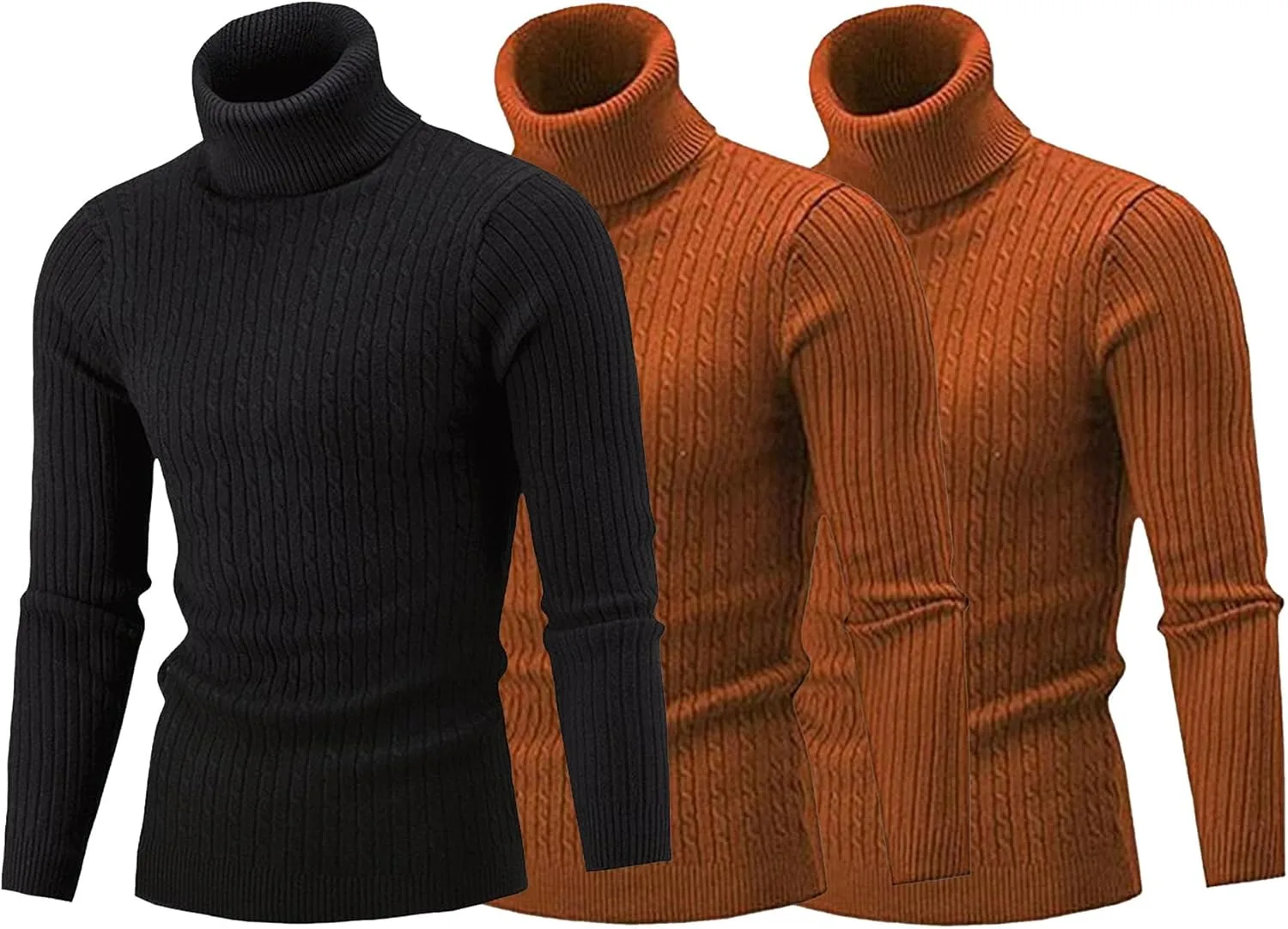 

3 упаковки мужских базовых свитеров с длинным рукавом и высоким воротником QOAAIE