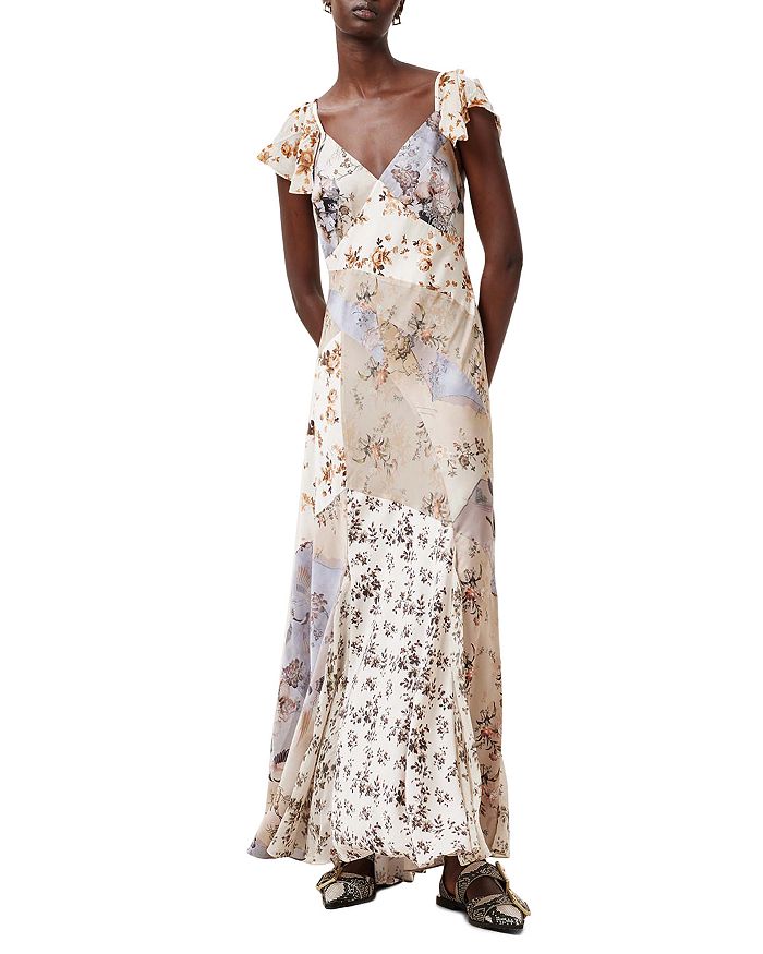 

Платье Lala Floral сатин с рукавами-крылышками ALLSAINTS, оранжевый