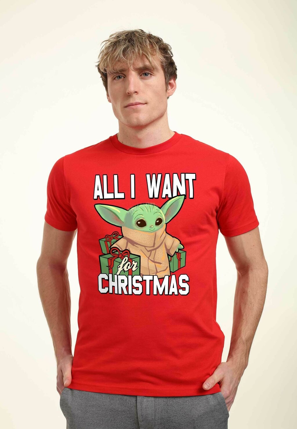 

Футболка с принтом STAR WARS THE MANDALORIAN CHRISTMAS BABY V UNISEX Star Wars, красный