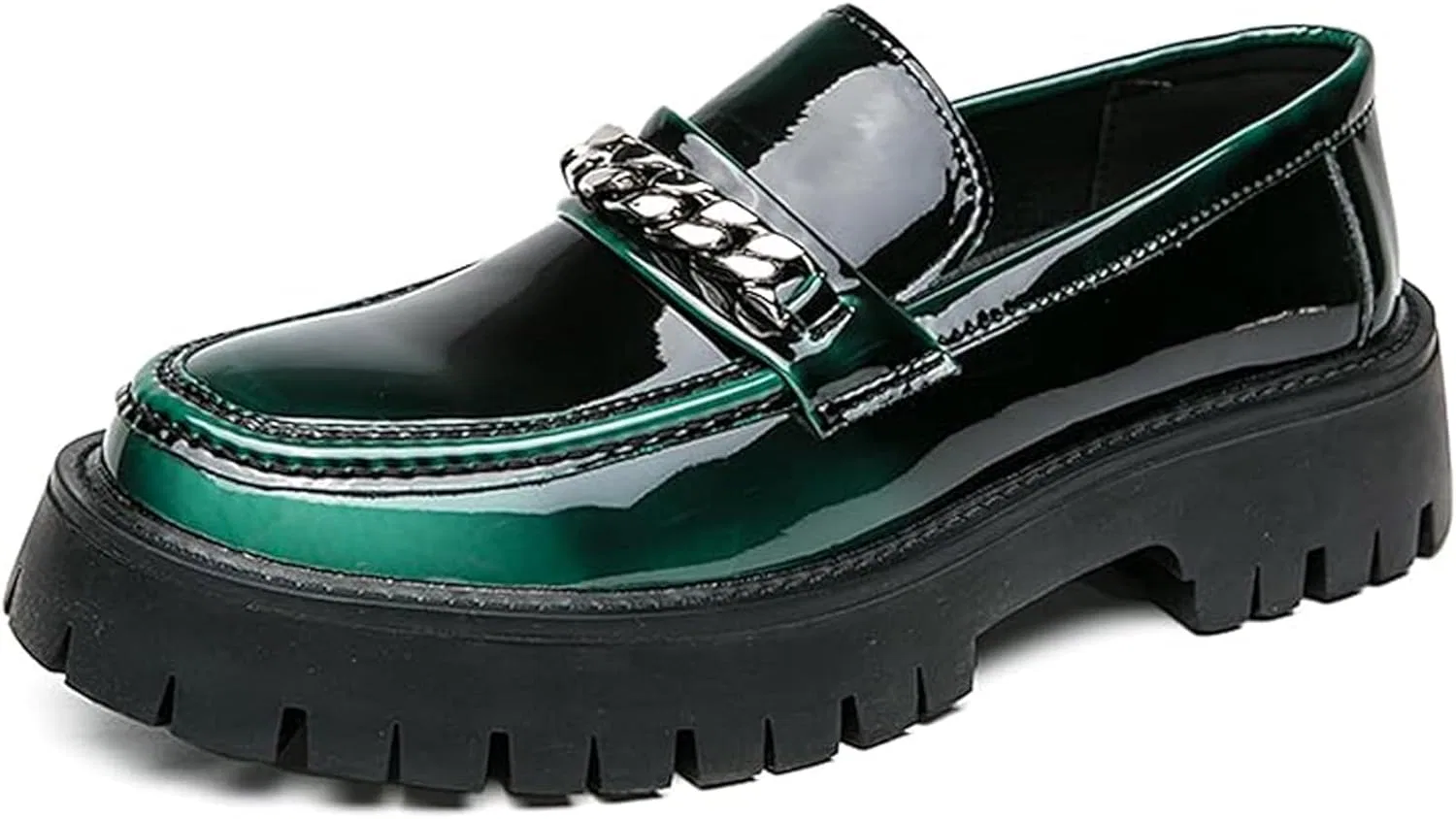 Лоферы мужские Patent Leather Platform, Green B Xinduoyu