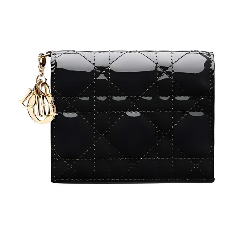 

DIOR Миниатюрный женский бумажник из коровьей кожи черный