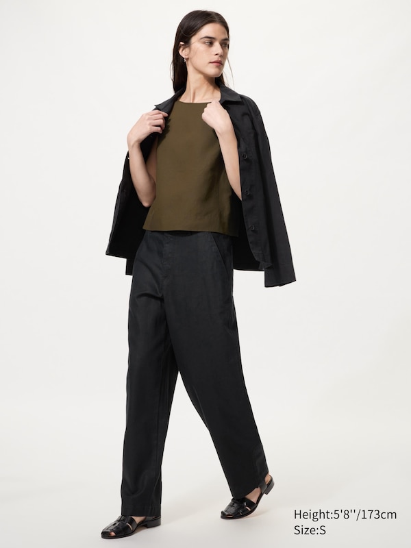 

Зауженные брюки из льна и хлопка (удлиненные) Uniqlo, 09 black