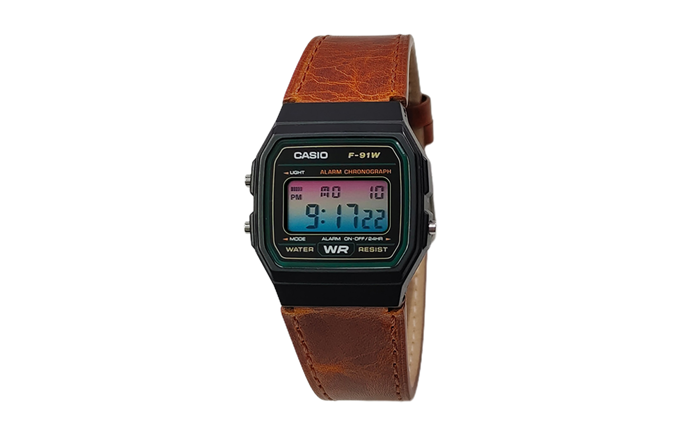 

CASIO Мужские часы Retrofit Series с кварцевым механизмом и ремешком из натуральной кожи, черный циферблат