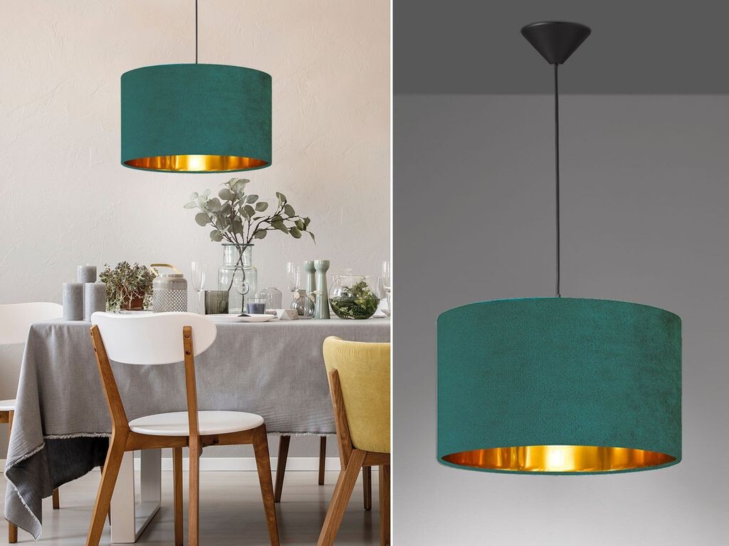 

Подвесной светильник Fischer & Honsel Aura Ø 40см бархат бирюзовый/золотой Fischer & Honsel Leuchten