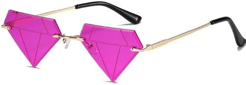 

Модные солнцезащитные очки без оправы в форме ромба для женщин, треугольные солнцезащитные очки для мужчин, забавные очки для вечеринок MTZJH, Gold Dark Purple