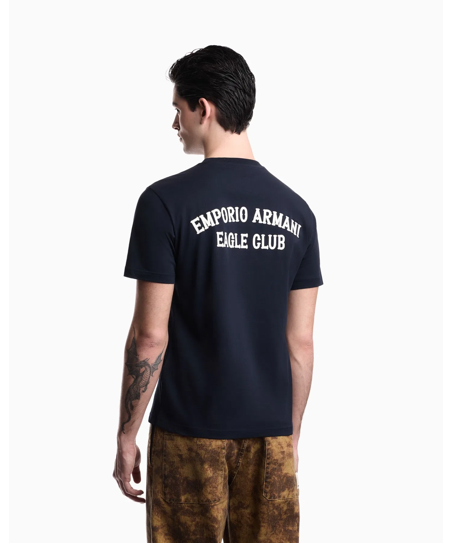 Мужская футболка EMPORIO ARMANI Eagle Club из хлопка с принтом тёмно-синяя