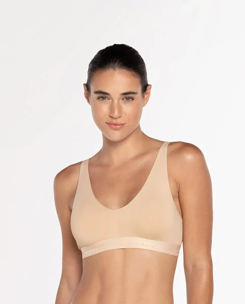 

Бюстгальтер из микрофибры без косточек Punto Blanco, бежевый