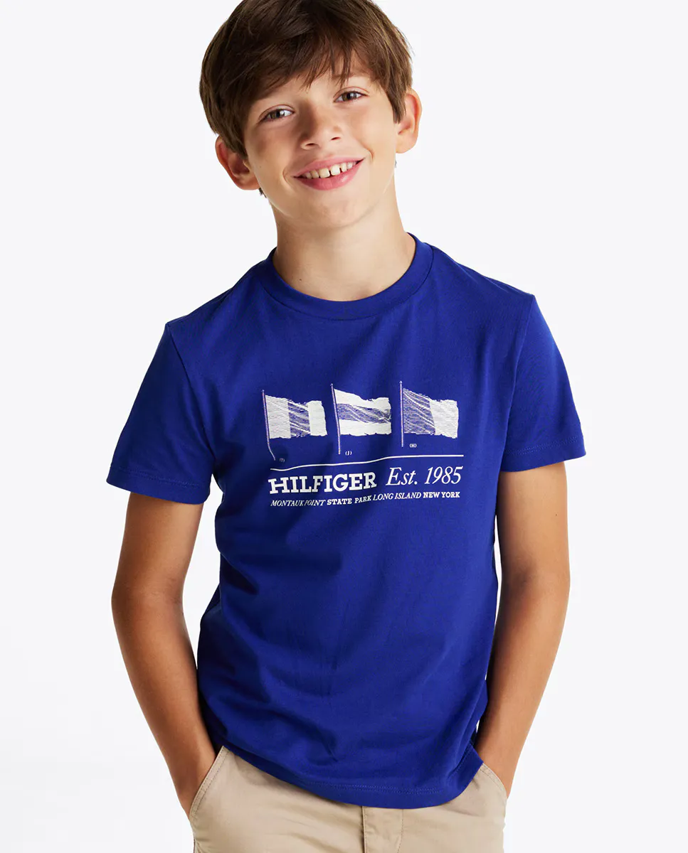 

Футболка для мальчика с короткими рукавами и рисунком спереди Tommy Hilfiger, синий
