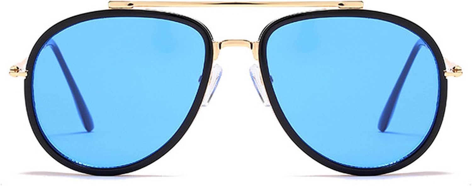 

Круглые панк-солнцезащитные очки для мужчин, роскошные очки-пилот для мужчин, винтажная металлическая оправа, женские овальные солнцезащитные очки с защитой от УФ-излучения UV400 mincl, Blue