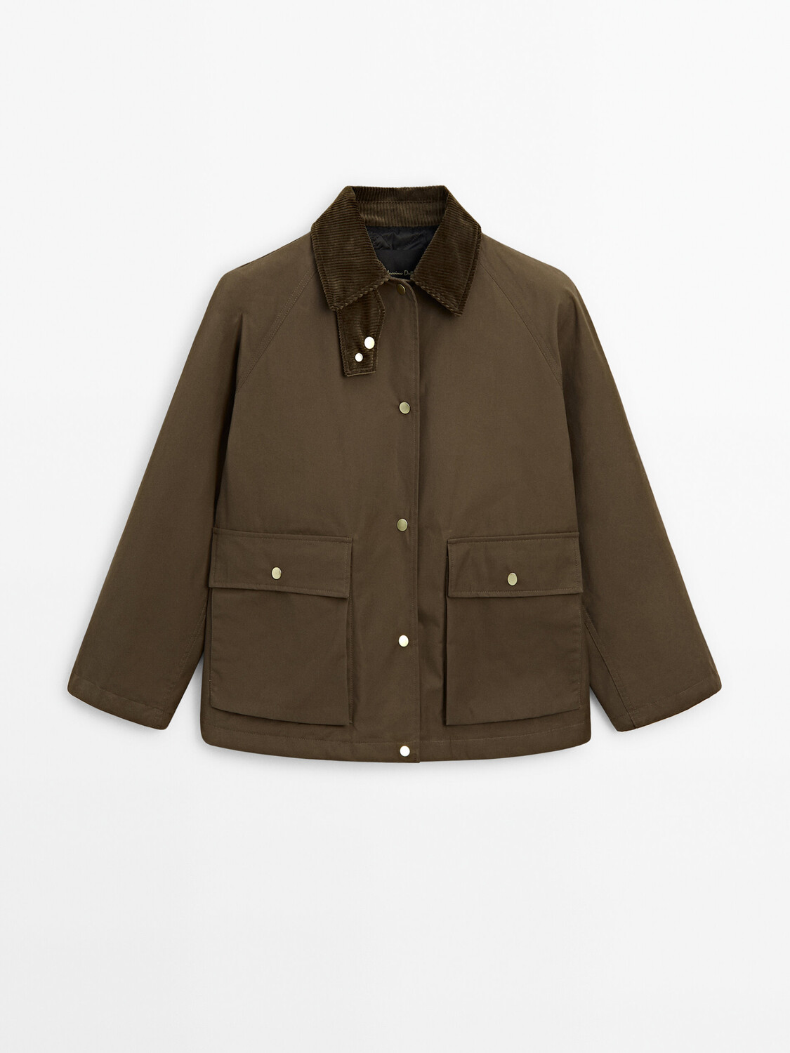 

Парка из 100% хлопка, вощеная, с кнопками Massimo Dutti, хаки