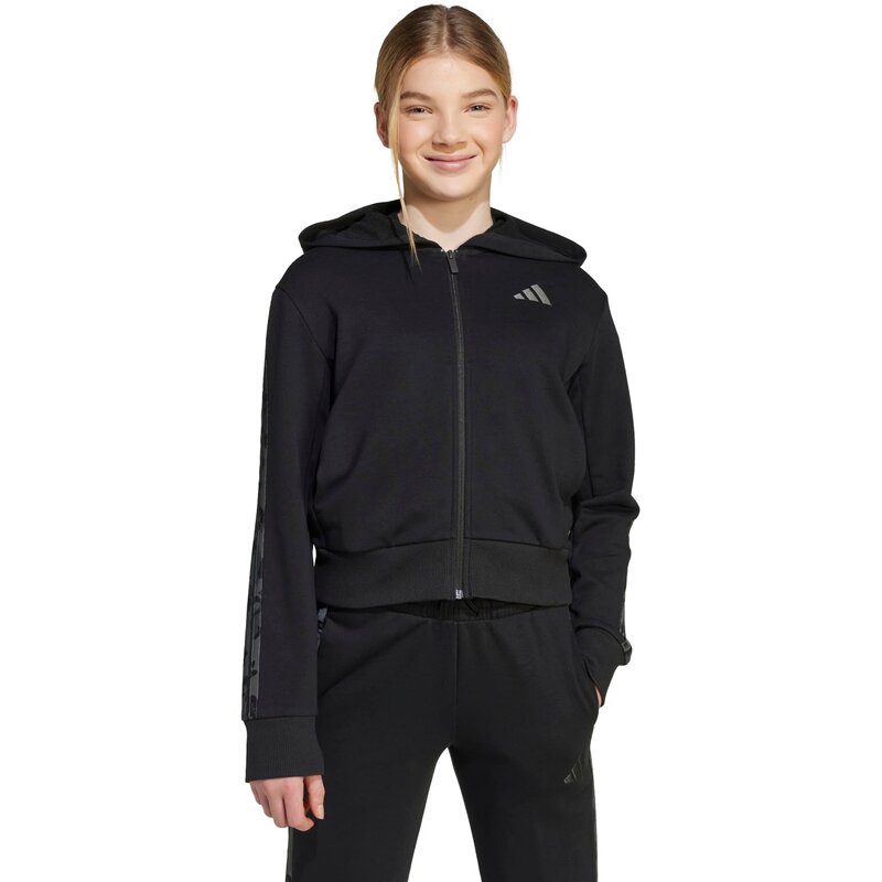Kapuzensweat 3-стрейфен с анималистическим принтом Adidas, черный — фото 2