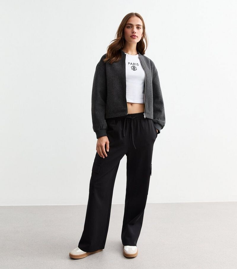 

Черные широкие джоггеры карго из джерси Ponte New Look, черный