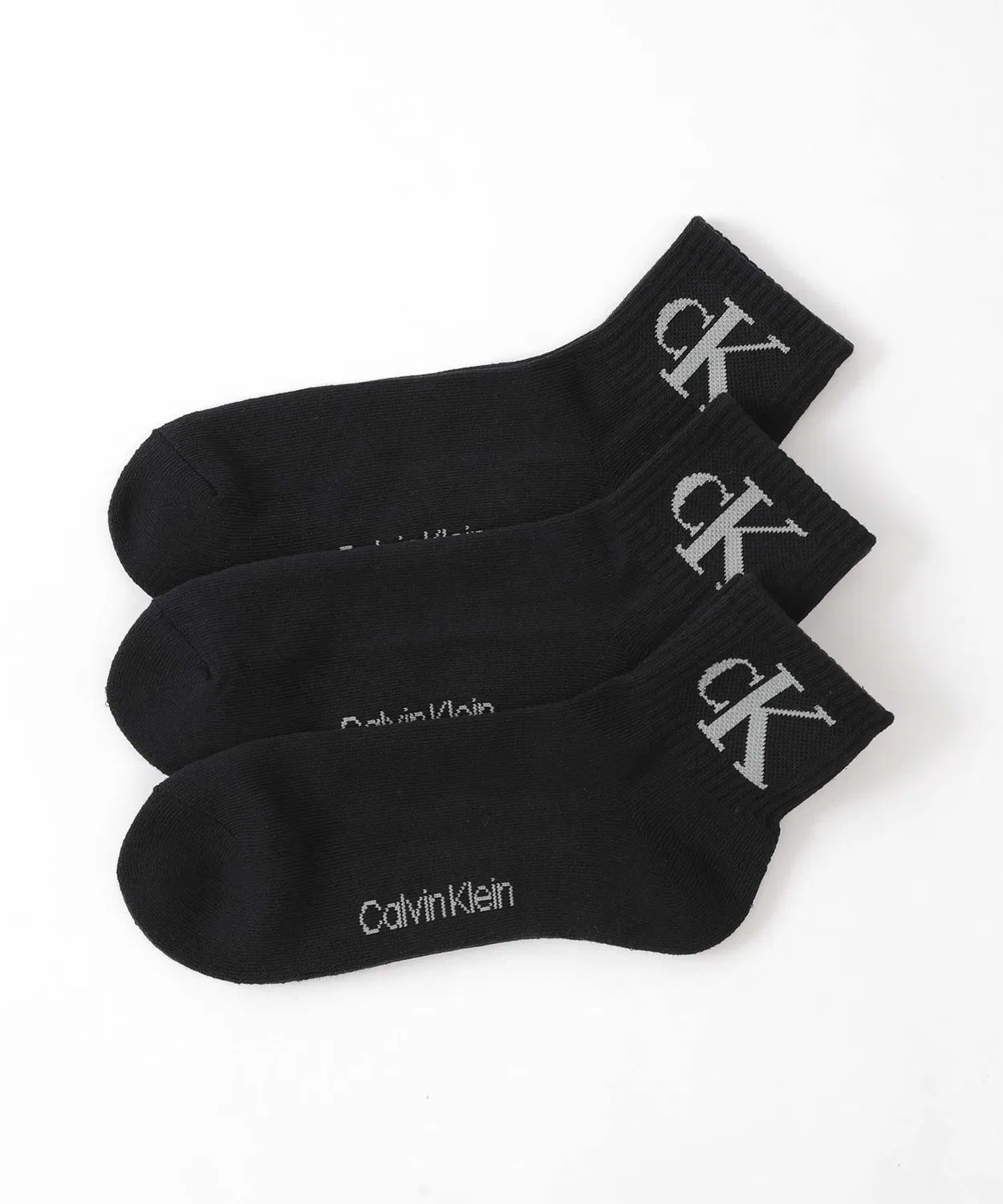 Носки 3 пары Calvin Klein антибактериальные короткие с логотипом черные