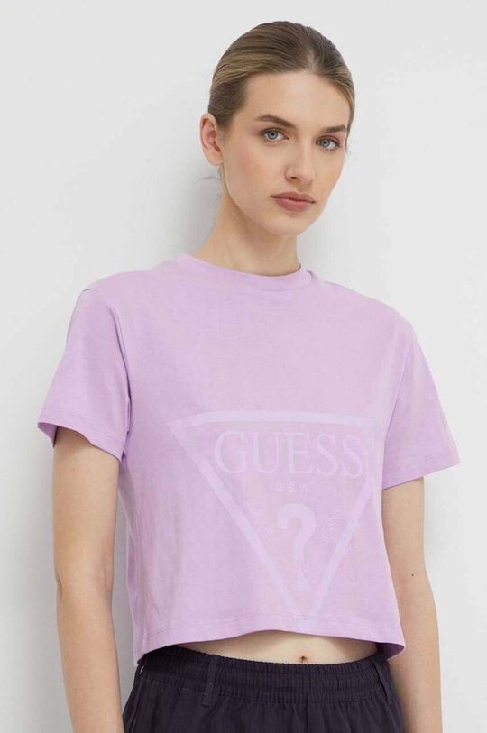 

Хлопковая футболка Guess, фиолетовый