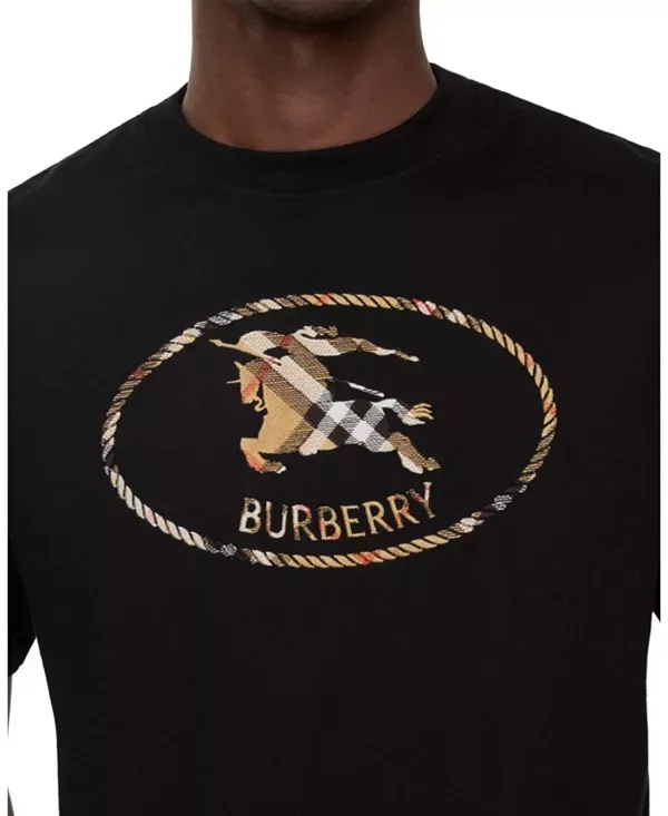Футболка Burberry Хлопковая с принтом Рыцарь в клетку, Черный — фото 2