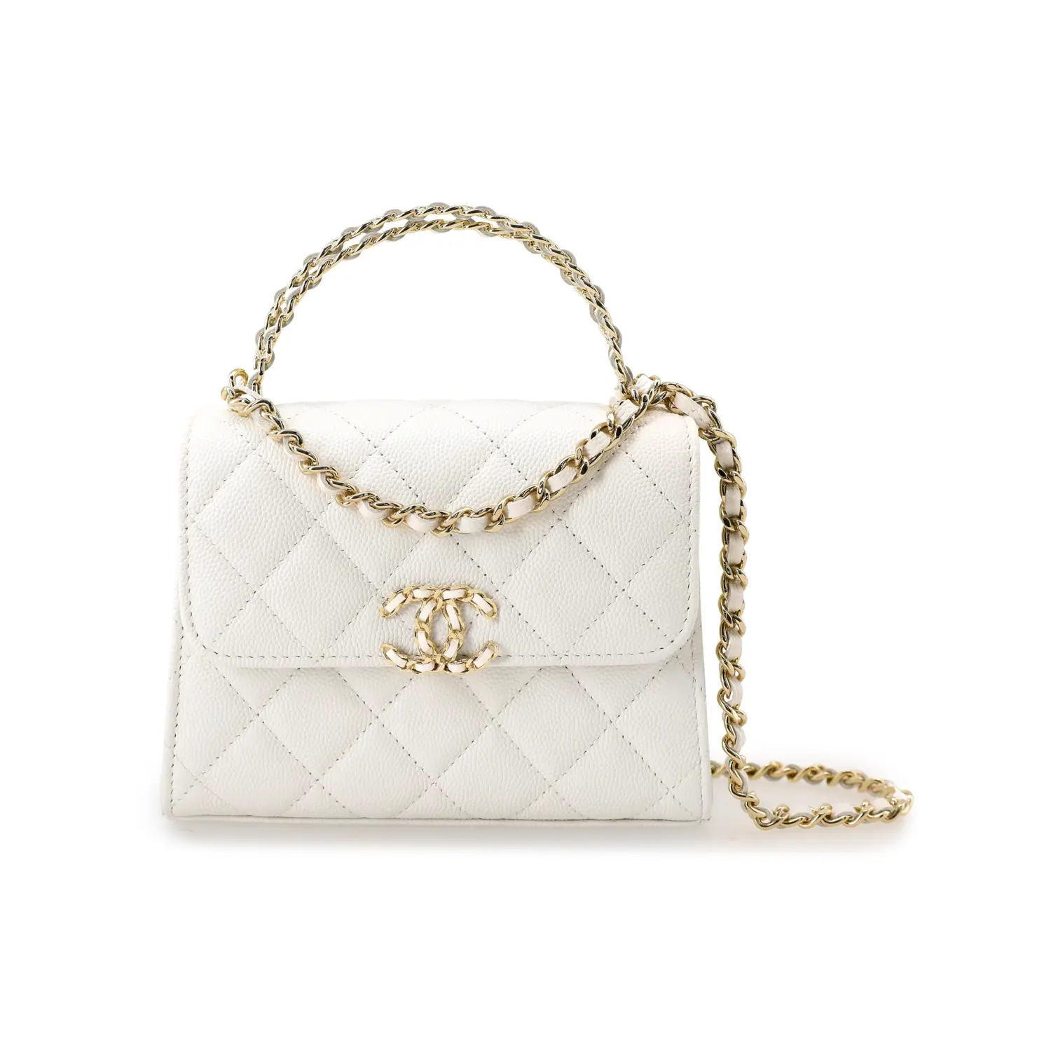 

Chanel Женская сумка-клатч, сумка через плечо, сумка-кроссбоди, белая, из телячьей кожи, модель 23P SS