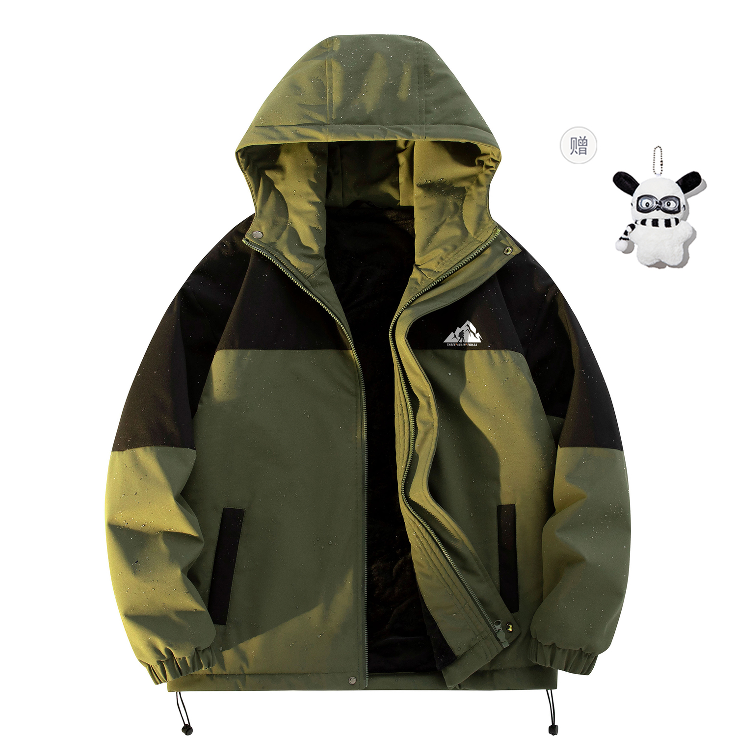 

THREEAGAINTHR33 Пуховик унисекс, Army Green 01 (with Free Doll)