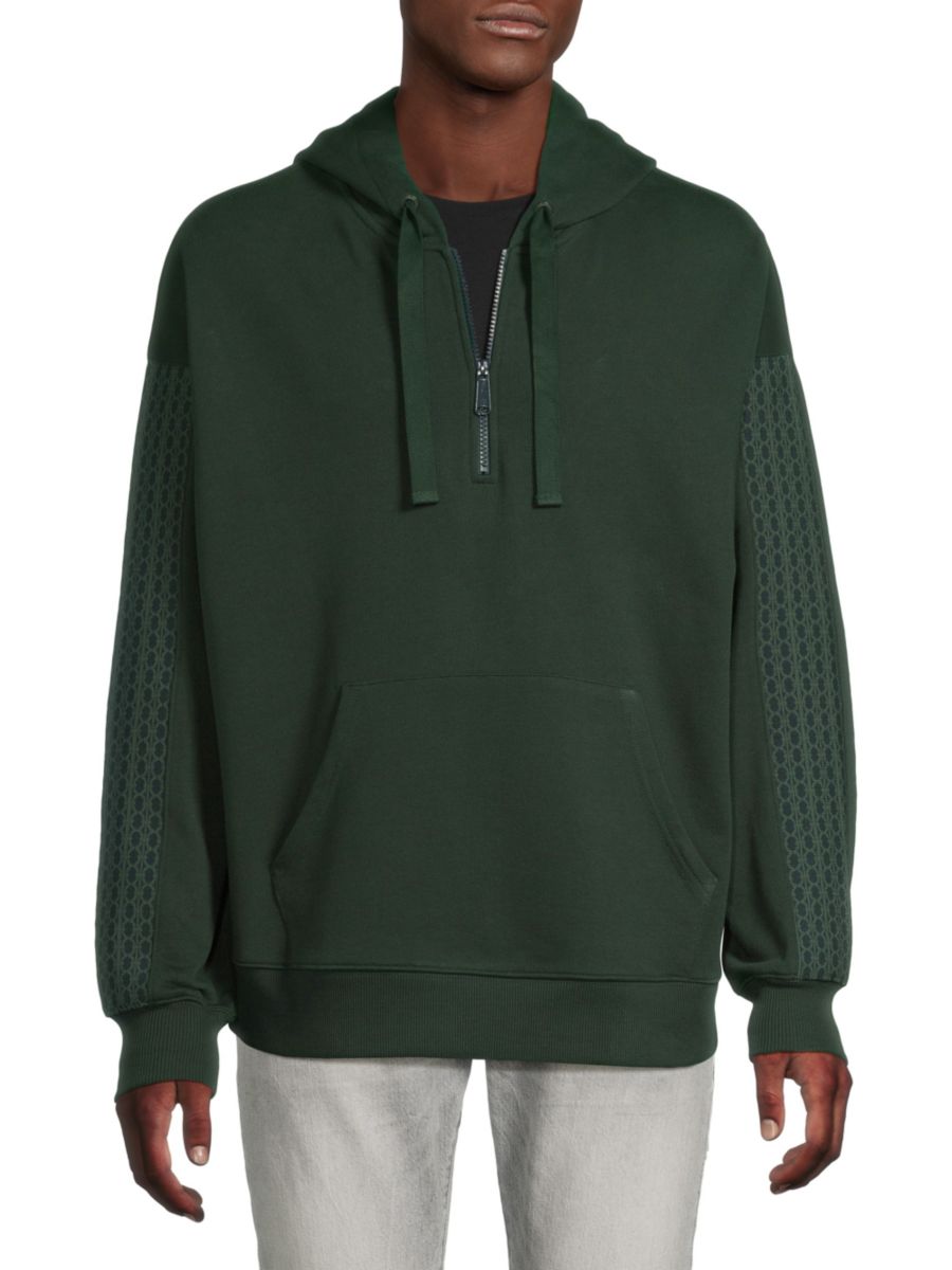 

Хлопковая толстовка с капюшоном на четверть молнии Scotch & Soda, цвет Dark Green
