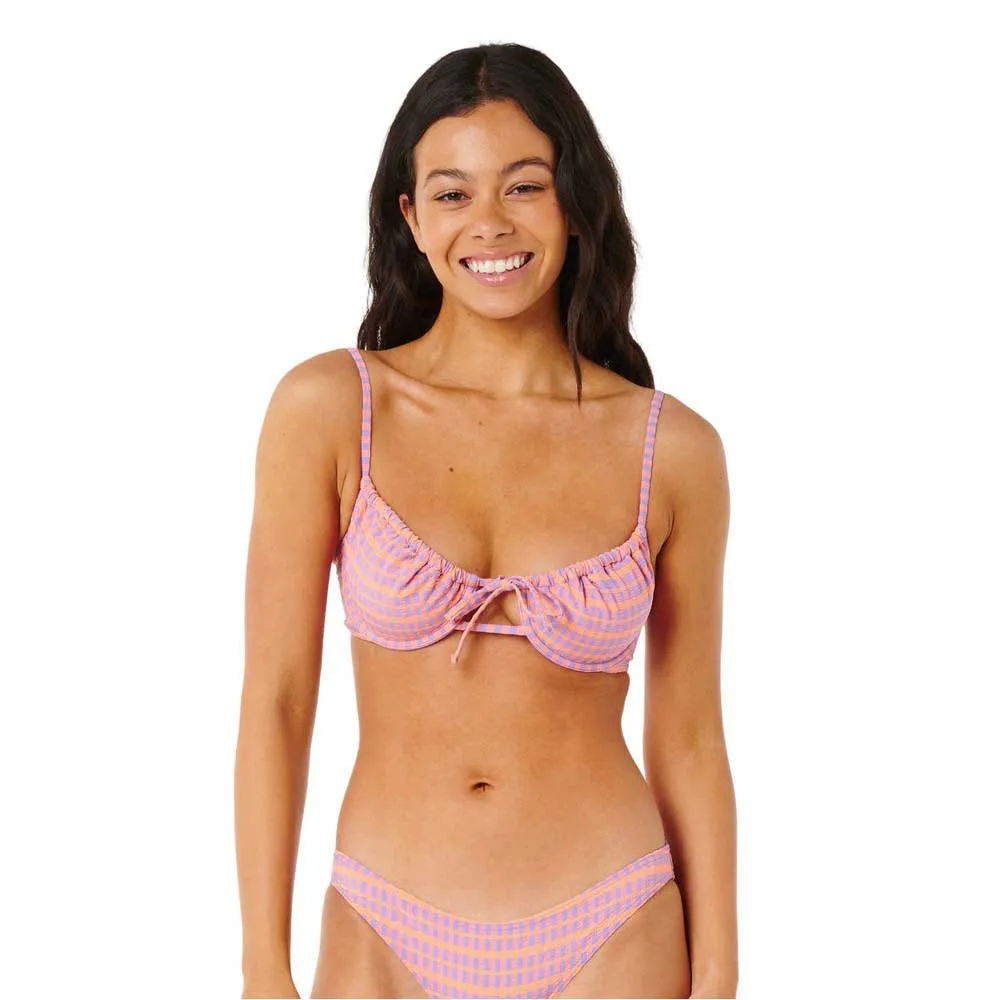 

Топ бикини Rip Curl Isles Plaid D-Dd Balconette, розовый