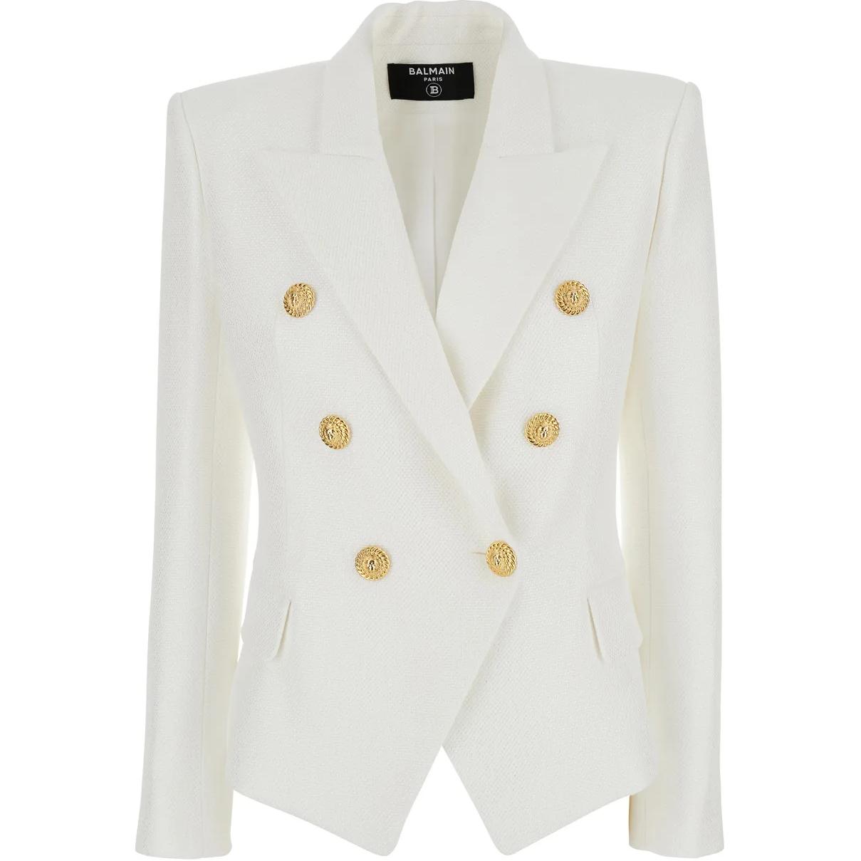 BALMAIN Двубортный классический блейзер, White