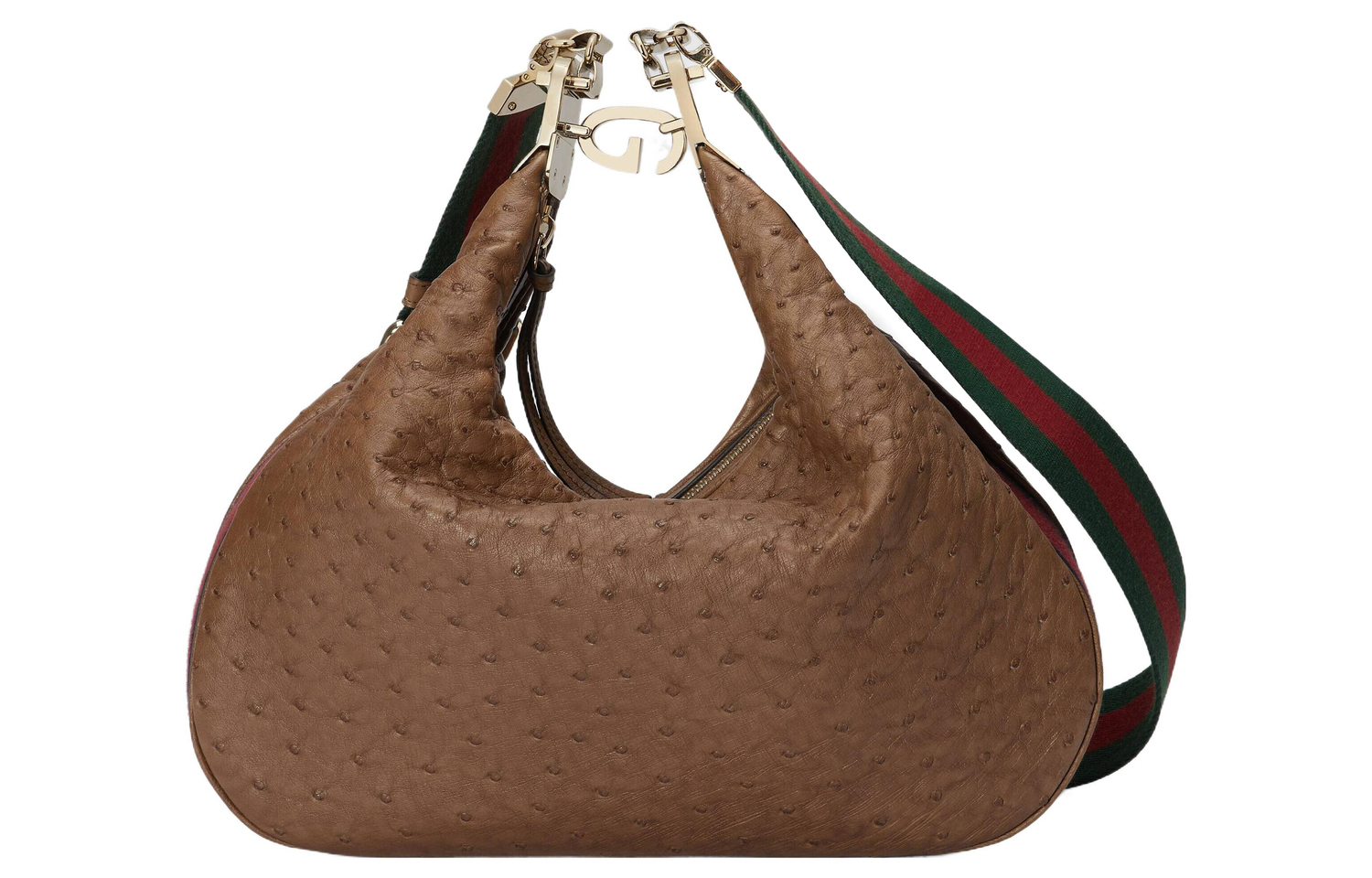 

GUCCI Сумка-кроссбод Attache из кожи страуса, через плечо или на одно плечо, большая, женская, светло-коричневая