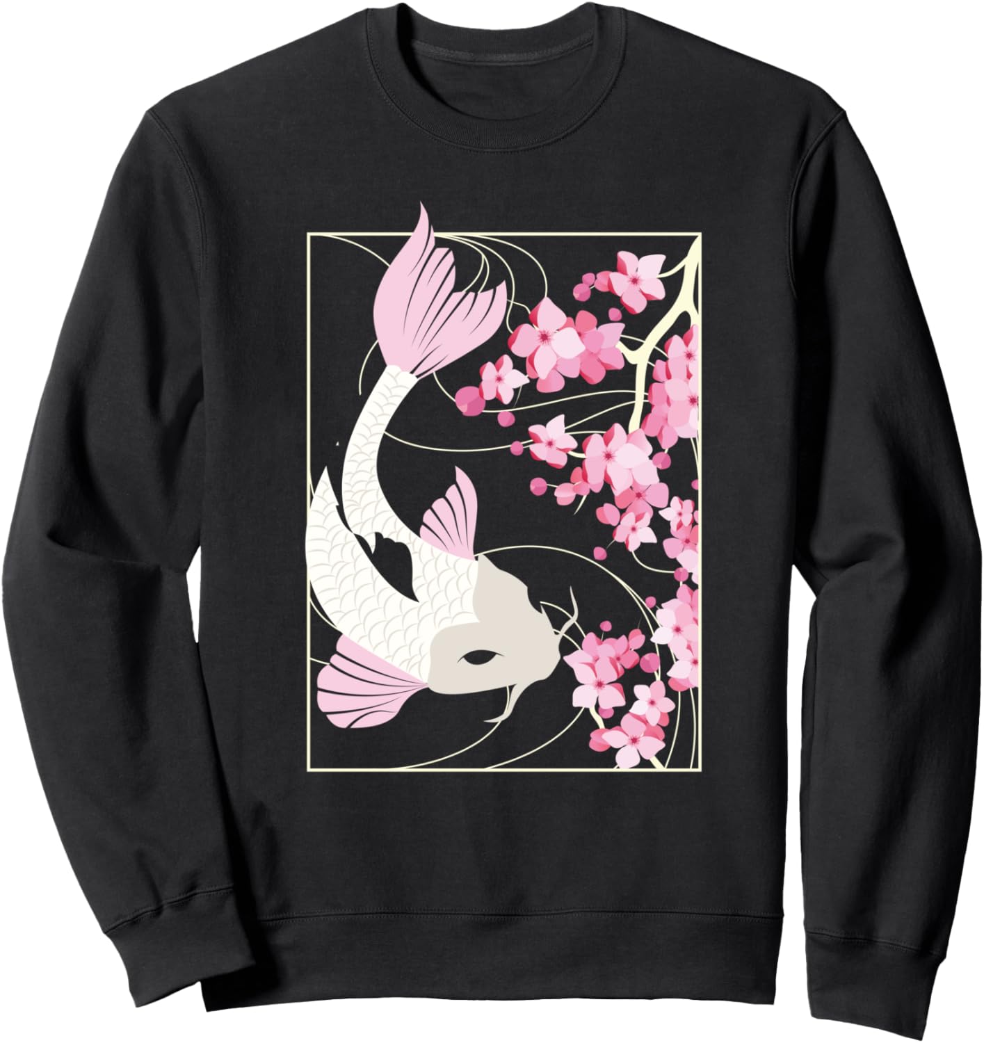 

Винтажная толстовка с изображением цветущей сакуры, японских рыбок и карпов кои Japanese Gifts & Cherry Blossom Gifts & Koi Gifts, черный