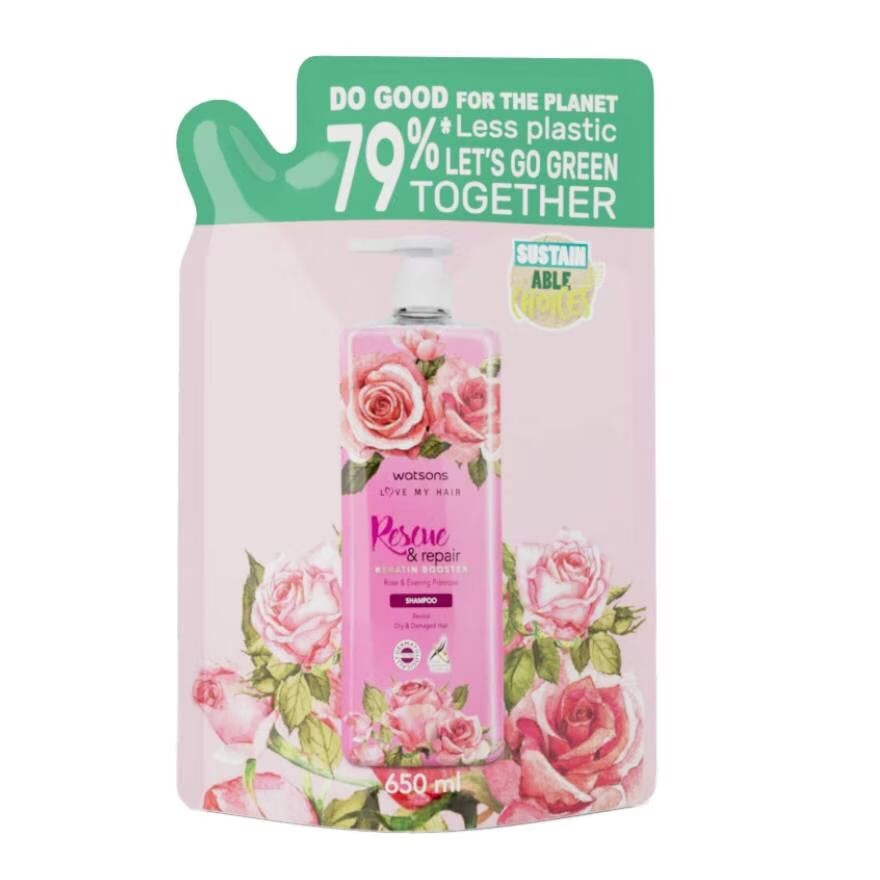 

Watsons WATSONS RESCUE REPAIR ROSE EVENING PRIMROSE ШАМПУНЬ 650 мл (сменный блок), Pink