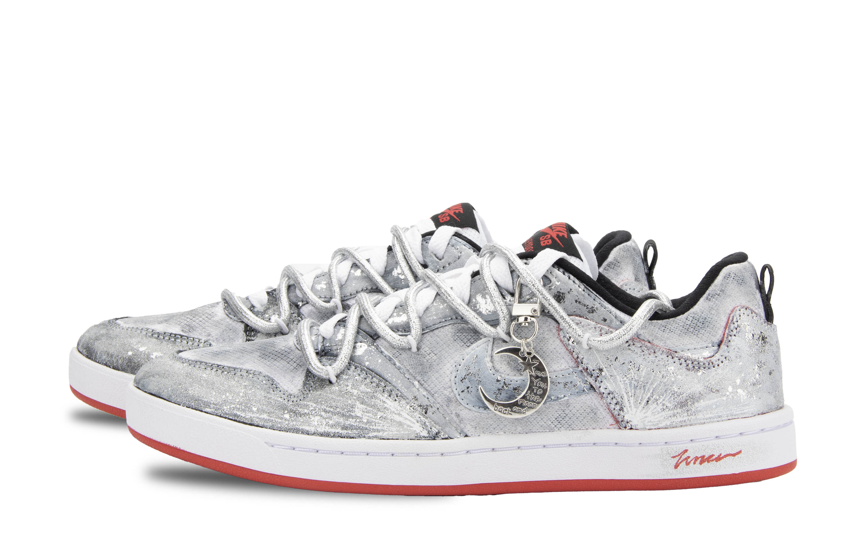 SB Alleyoop Star Meteor Low top детские скейтбординг кроссовки Silver Kids' Nike, серебряный (Special Shopping Bag) — фото 4