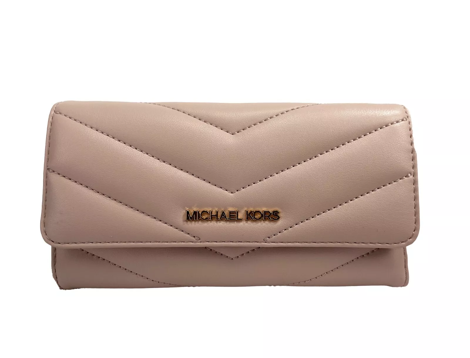 

Jet Set Travel Большой стеганый кожаный кошелек тройного сложения Powder Blush Michael Kors