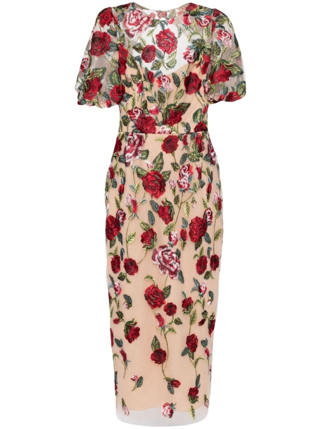 

Marchesa Notte платье из тюлевых панелей с цветочной вышивкой, нейтральный цвет