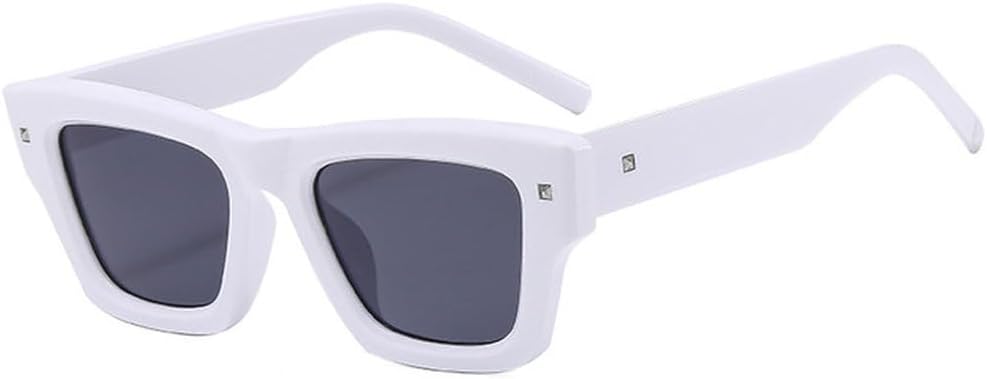 

Мужские солнцезащитные очки неправильной формы в стиле ретро с заклепками, роскошные солнцезащитные очки с защитой от УФ-излучения UV400, женские солнцезащитные очки TVTBBVV, White