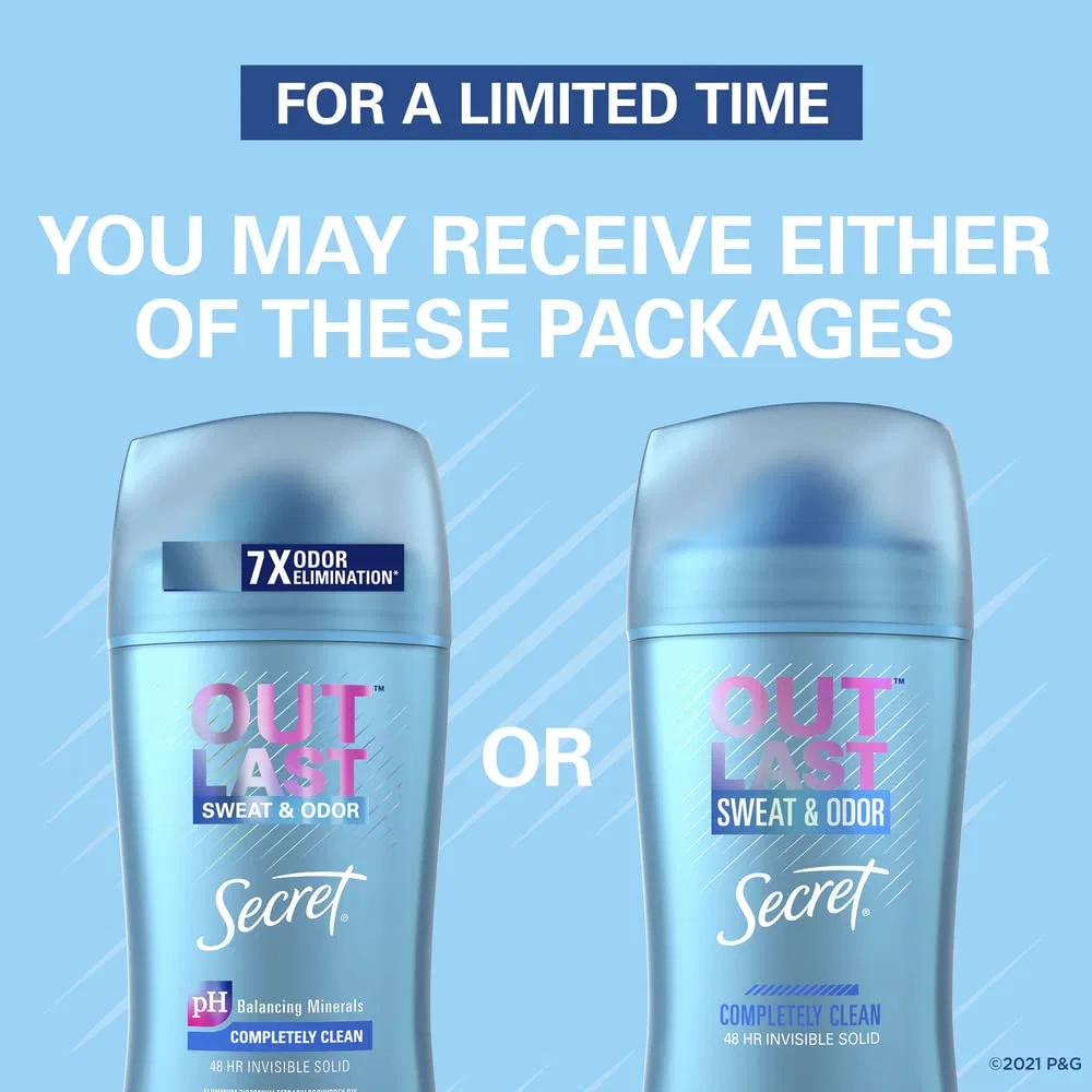 Твердый дезодорант Secret Outlast Invisible Solid Completely Clean 3PK Xtend Secret — фото 2
