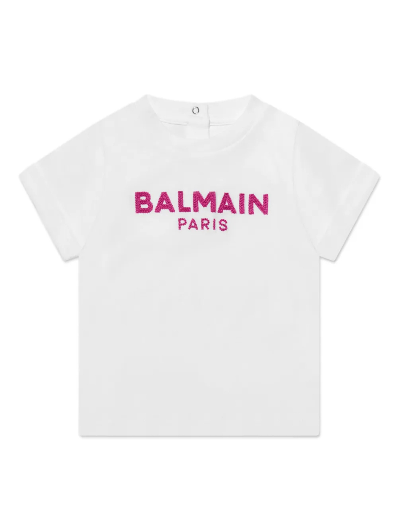 

Футболка из хлопка с вышитым логотипом Balmain Kids, белый