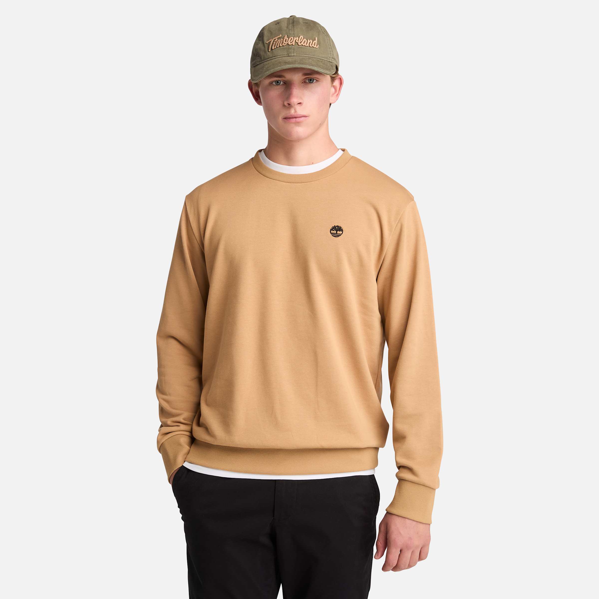 

Мужская толстовка с круглым вырезом и логотипом Oyster River Chest Loopback Timberland, цвет light wheat