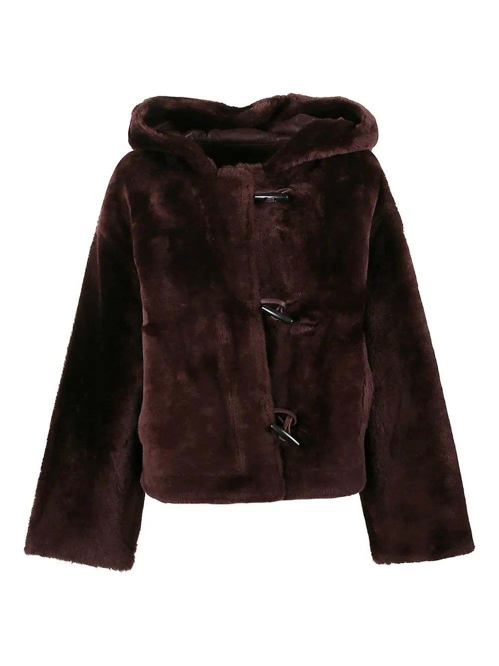 

Куртка из овечьей кожи с капюшоном и молнией Yves Salomon, красный