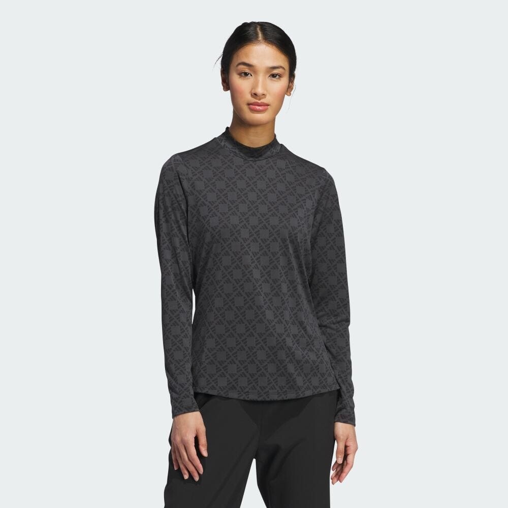 

Поло Adidas HEAT.RDY Jacquard mock neck long sleeve shirt, черный