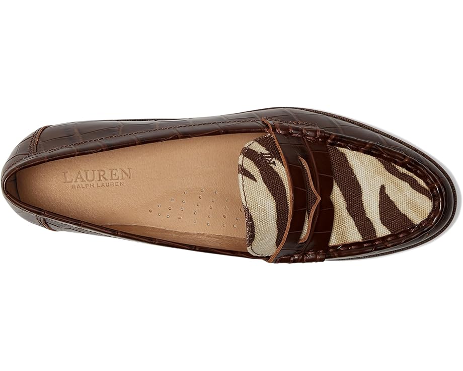 Лоферы Lauren Ralph Lauren Wynnie Zebra-Print-Trim Embossed Loafer, цвет Zebra/Dark Hickory — фото 2