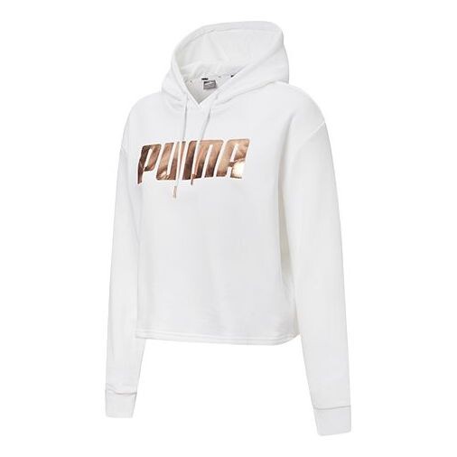 

Толстовка metallic logo hoodie 'white gold' Puma, белый