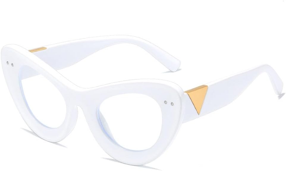 

Ретро-солнцезащитные очки «кошачий глаз» для женщин, модные очки с заклепками, прозрачные линзы, мужские солнцезащитные очки в тренде, защита от ультрафиолета UV400 TKKTLLT, White Clear
