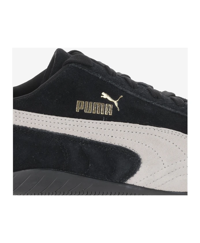 Кожаные кроссовки на шнуровке, унисекс, черные с белым Puma, черный — фото 3