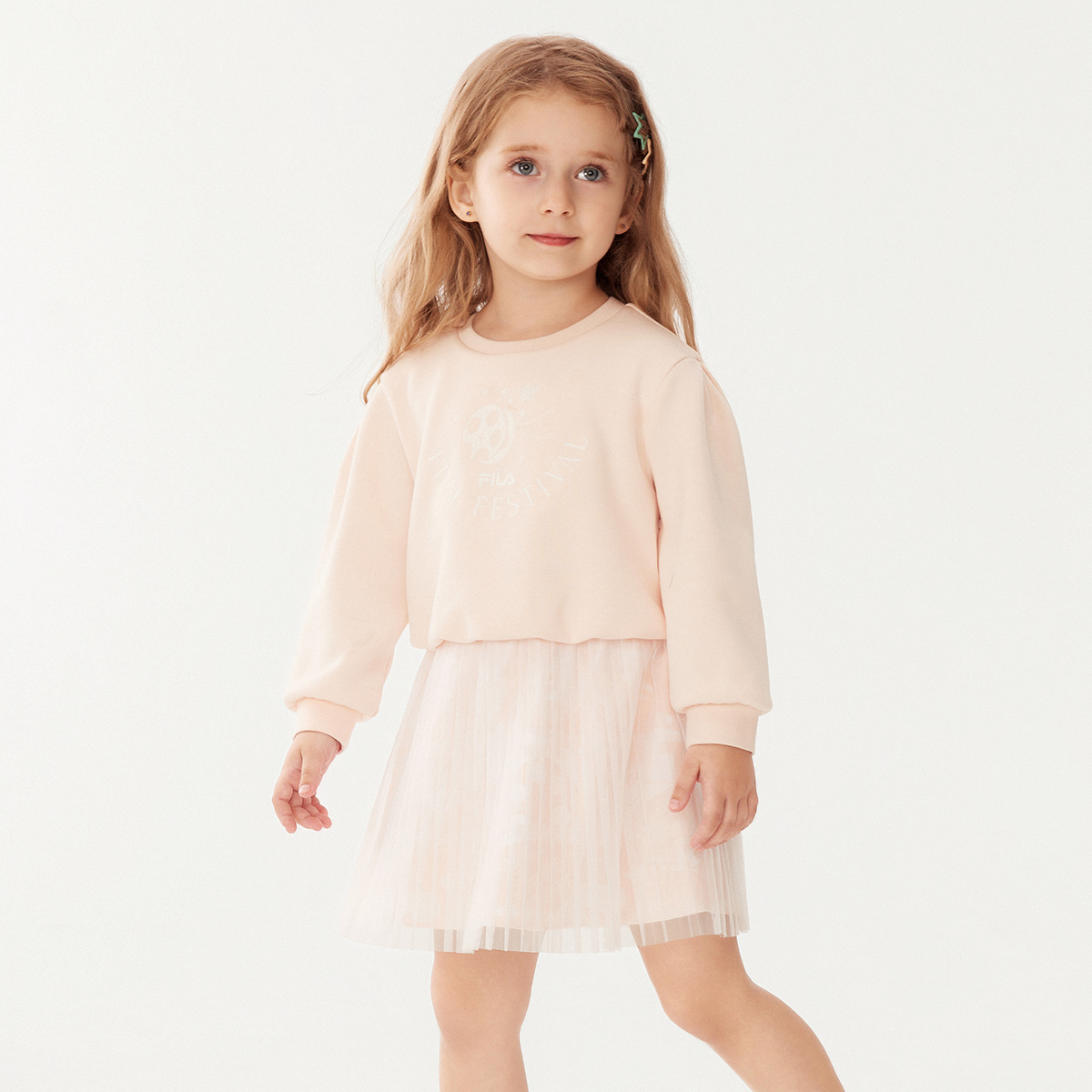 FILA KIDS Платье из трикотажной ткани светло-оранжевый розовый kids' — фото 4