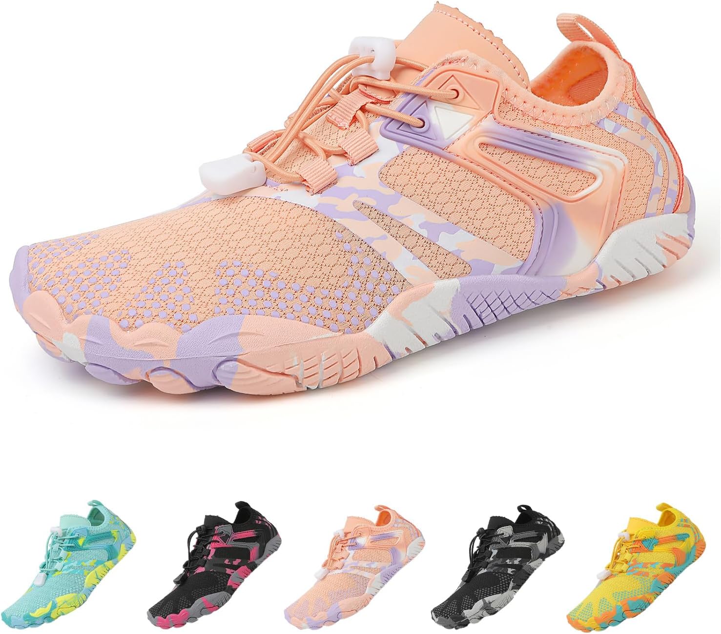 

Камуфляжные водные туфли для мужчин и женщин, обувь для плавания, быстросохнущие водные носки, подходящие для пеших прогулок, серфинга, катания на лодках, йоги и активного отдыха на воде Suxiaur, фиолетовый/розовый
