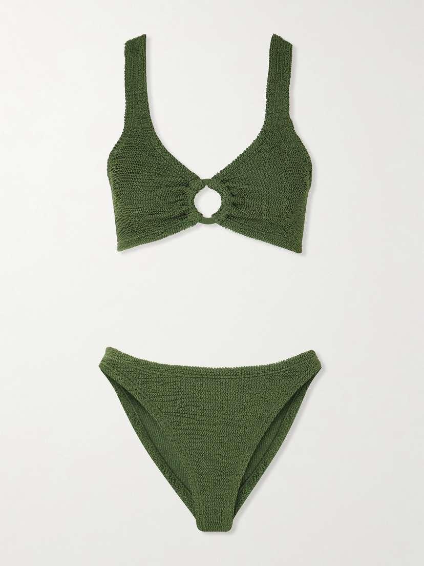 

Бикини Джулии с декором из сирсакера Hunza G, зеленый