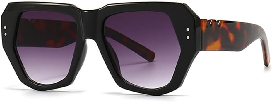 

Ретро-солнцезащитные очки «кошачий глаз» в стиле «многоугольник», женские, с градиентным переходом цвета, защита от УФ-излучения UV400, мужские, с заклепками LJTJTAV, Black Leopard Gray