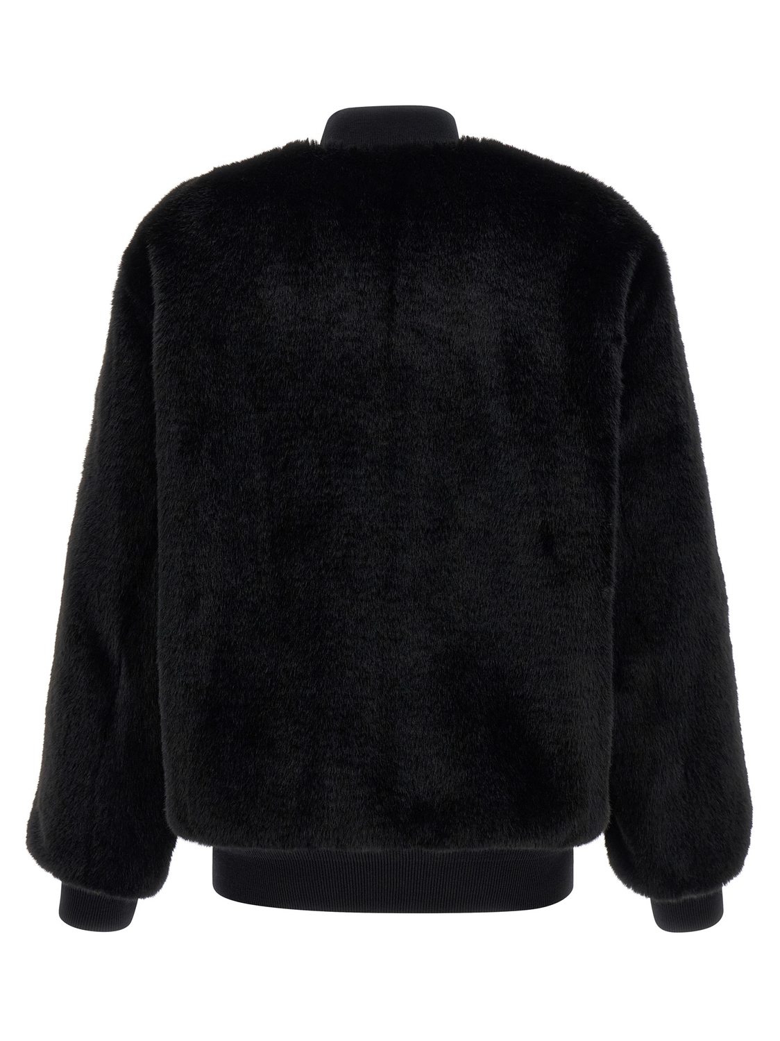 Двусторонний бомбер из эко-меха и Re-Nylon Prada, черный — фото 3