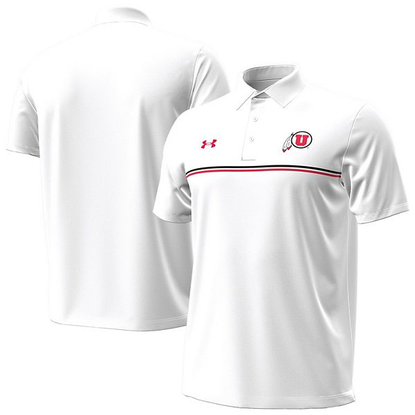 

Мужская белая поло utah utes performance drive chest stripe Under Armour