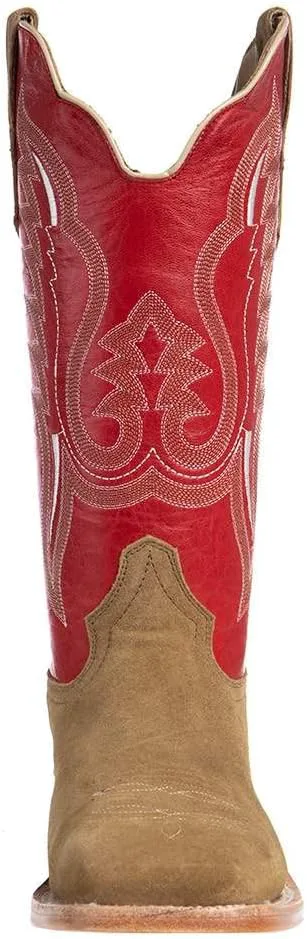 R Watson Boots Мужские ковбойские сапоги R Watson Sand Roughout 13, верх из коровьей кожи, цвет вишневый красный, квадратный носок — фото 3