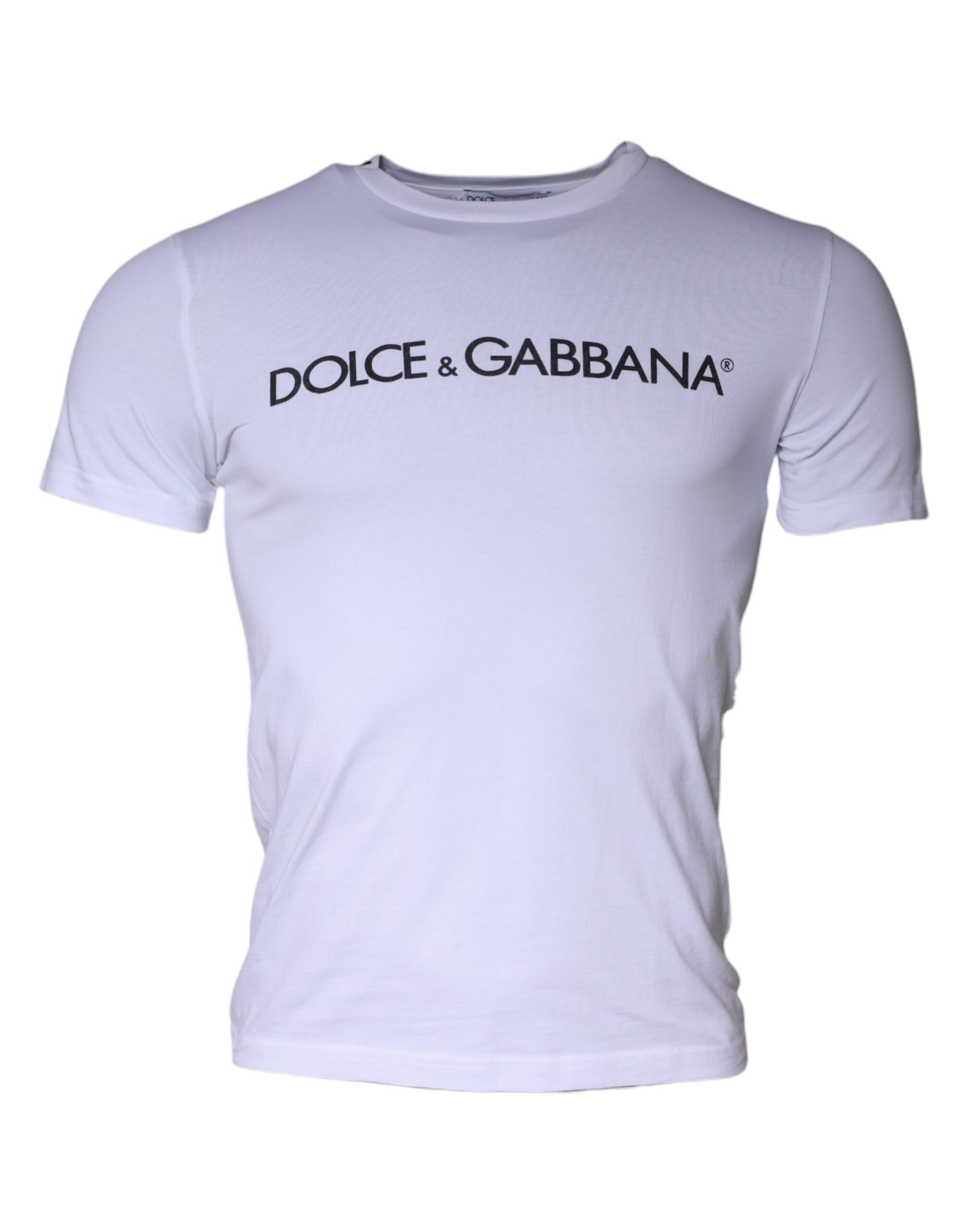 

Белая хлопковая футболка с круглым вырезом и принтом логотипа Dolce & Gabbana