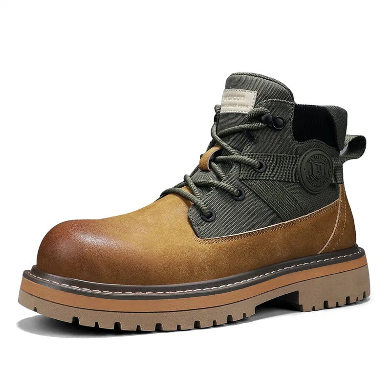 Ботинки комбат мужские YEARCON Navy Blue Brown Yellow