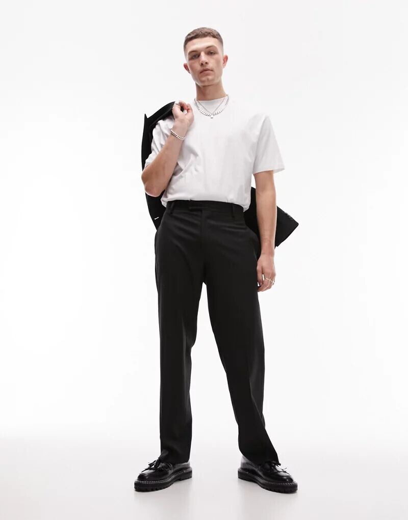 

Topman – элегантные брюки черного цвета широкого кроя